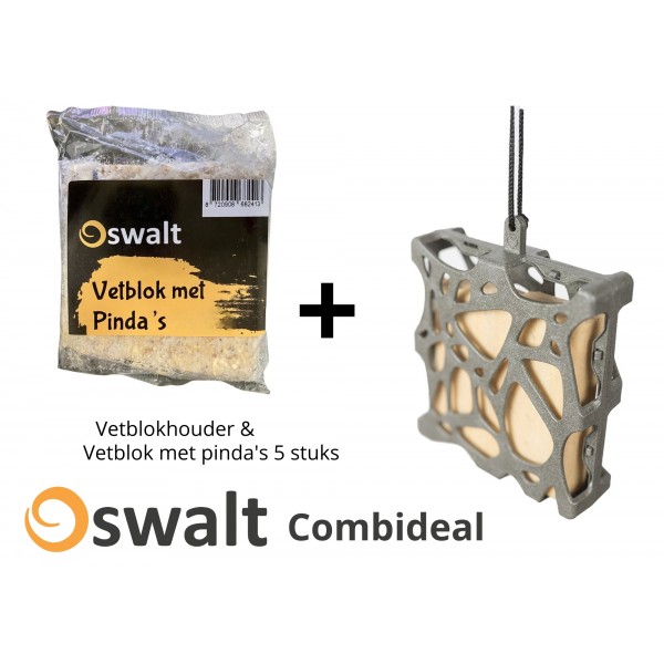 Combideal: Vetblokhouder + 5 stuks Vetblok met pinda